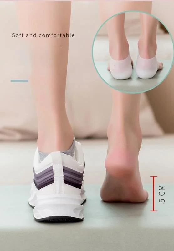 Unisex Invisible Height Increase 5CM Silicone Socks Gel Heel Pads Orthopedic Arch Support Heel Cushion Insoles Foot Massage Pad