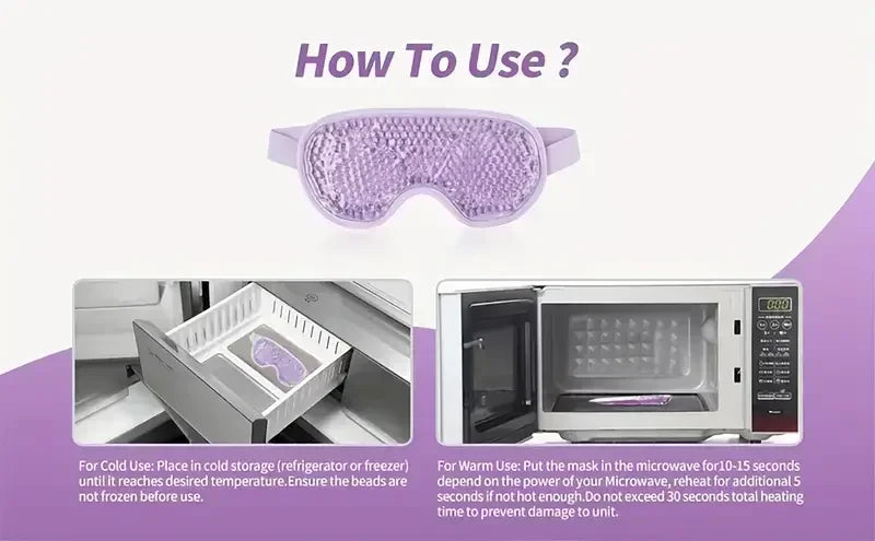 PVC Eye Mask Cooling Eye Mask Hot Cold Compress Gel Beads Eye Mask for Puffy Eyes Dark Circles Reduce Eyes Dry Sleep Eyes Mask