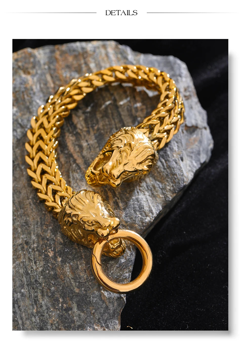 Yhpup Exaggerated Lion Cuban Chain Thick Bracelet Bangle Men Texture Stainless Steel 18K Gold PVD Plated Personalized Jewelry