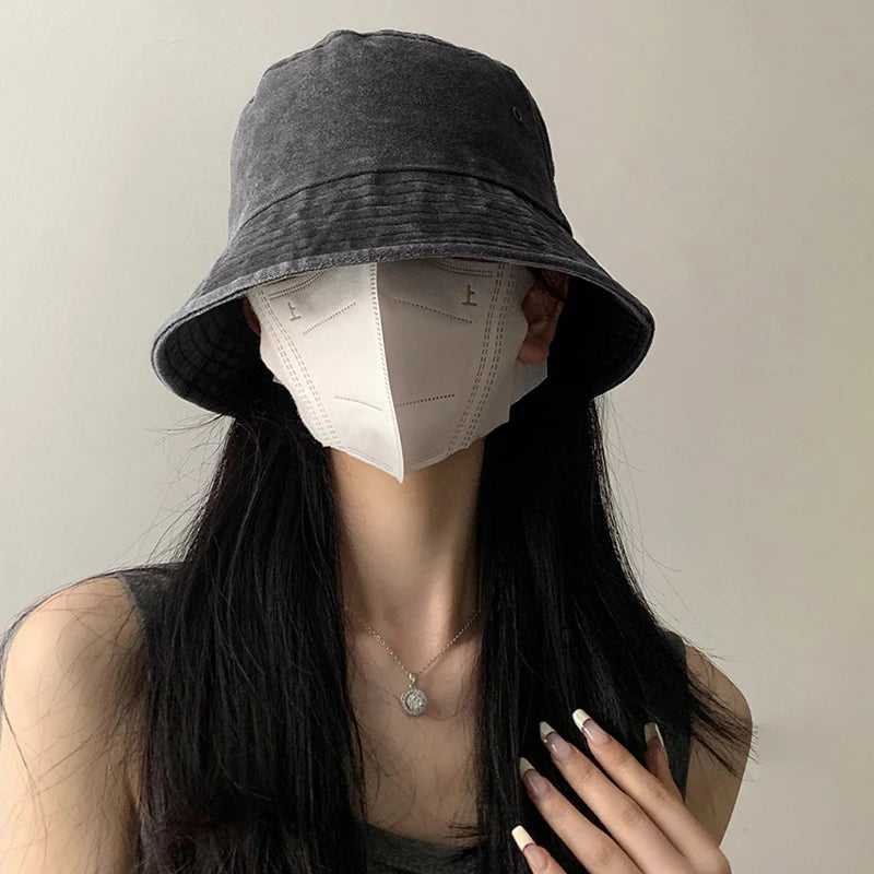 Bucket Hat Retro Washed Denim Fisherman Hat Fashionable And Versatile Sun Hat Sun Protection Fishing Hat Outdoor Hiking Hat