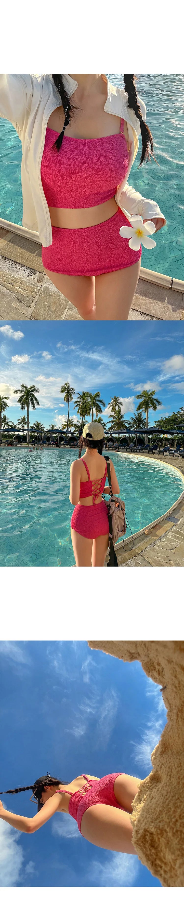 Sexy 2 Piece Red Bikini 2024 Women Swimsuit Female Swimwear High Waist Bikinis Set Brazilian Korean Beach Bathing Suit Biquini