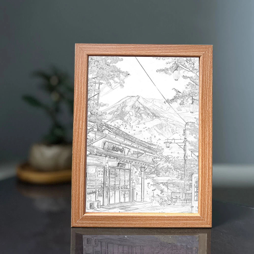 Beautiful city, Japan, Mount Fuji light picture frame, Led night light, wall light, home decoration, Christmas gift, moon light