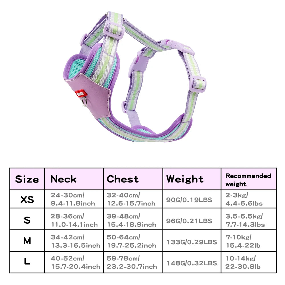 Dopamine Dog Harness and Leash Set Lightweight Breathable Color Block Pet Vest for Small Medium Dogs Outdoor Walking