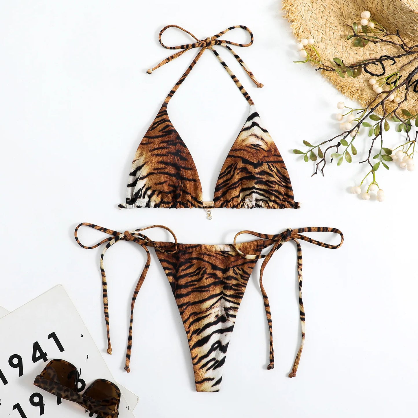 New Sexy Tiger Stripes String Bikinis 2025 Swimsuits Women's Swimwear Female Beach Swim Wear Bathing Suits Brazilian Bikini Set