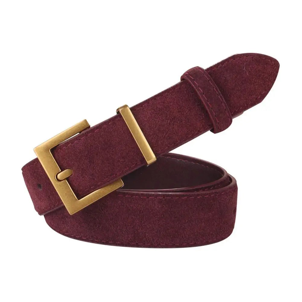 2025 Women Luxury Design Suede Leather Belt Casual Business Versatile Pin Buckle Waist Strap