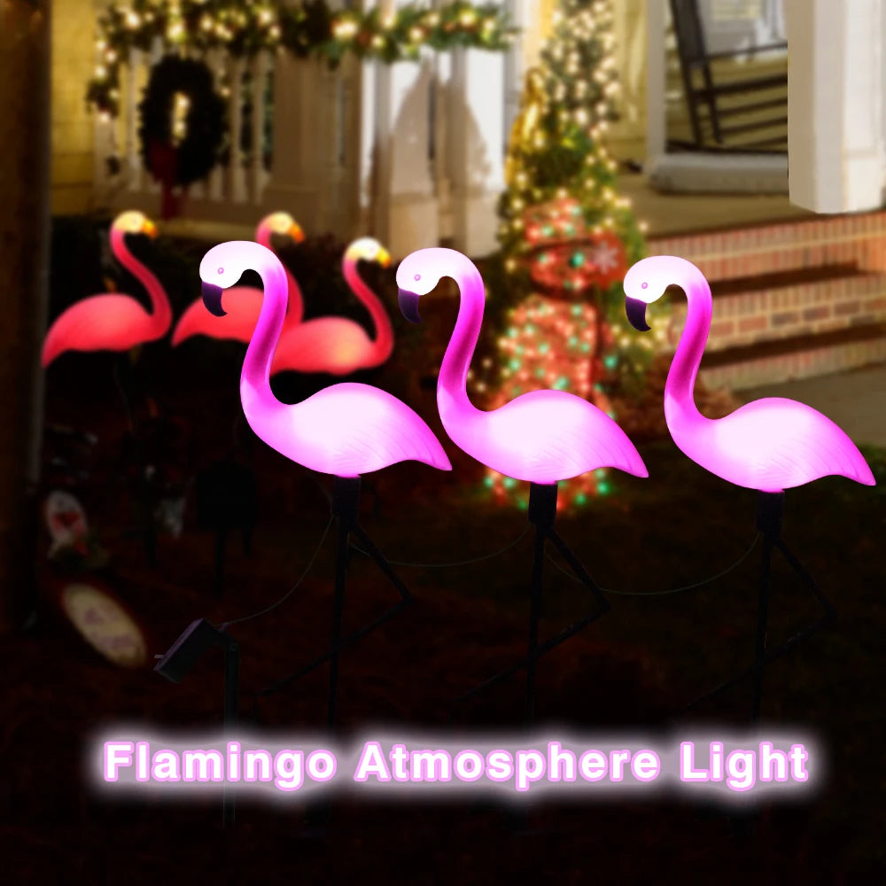 Solar Flamingo Light Waterproof Solar Garden Lights Outdoor Decor Pink Flamingo Christmas Gift for Yard Lawn Walkway Pathway