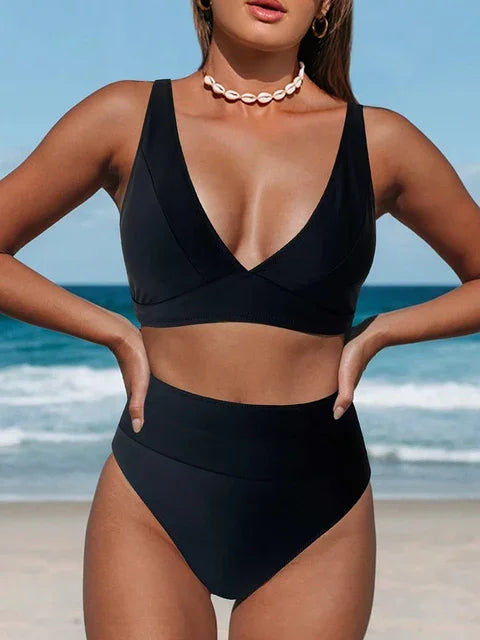 V Neck Bikinis 2024 Women High Waist Swimsuit Print Sexy Swimwear Female Bathers Bathing Swimming Swim Suit Beachwear Summer