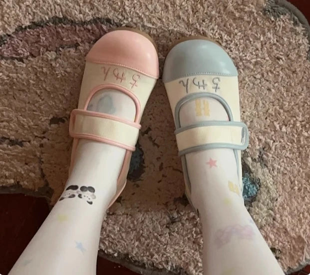 Flat-bottomed Kawaii Leather Shoes Original Design Girls Cute Mary Jane Round Head Shoes Spring and Autumn Lolita Flat Shoes