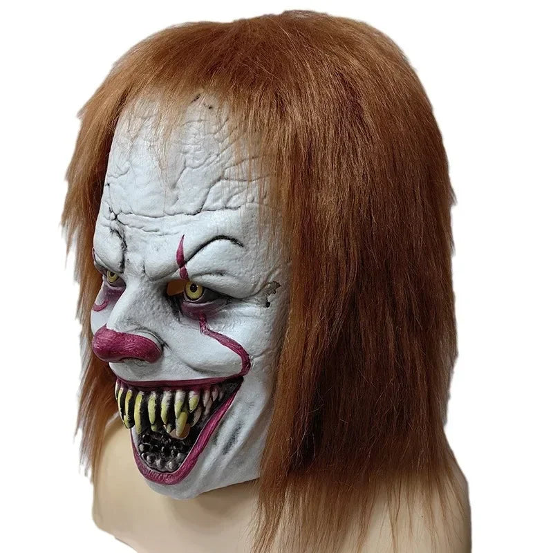 Halloween Horror Clown Pennywise Mask Head Set in Europe and The United States New Spirit Clown Latex Mask Mardi Gras Decoration