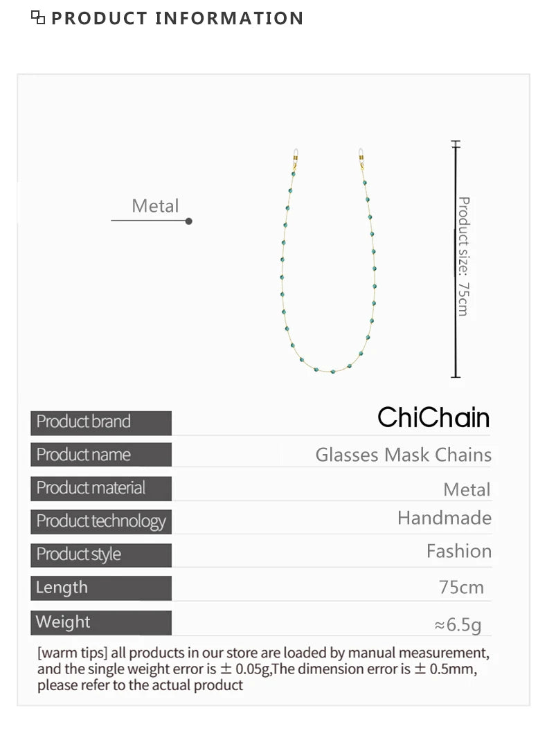 Fashion  Sunglasses Chains for Women Metal Charms Eyeglasses Lanyard Necklace Glasses Holder Strap Cord Eyewear Retainer