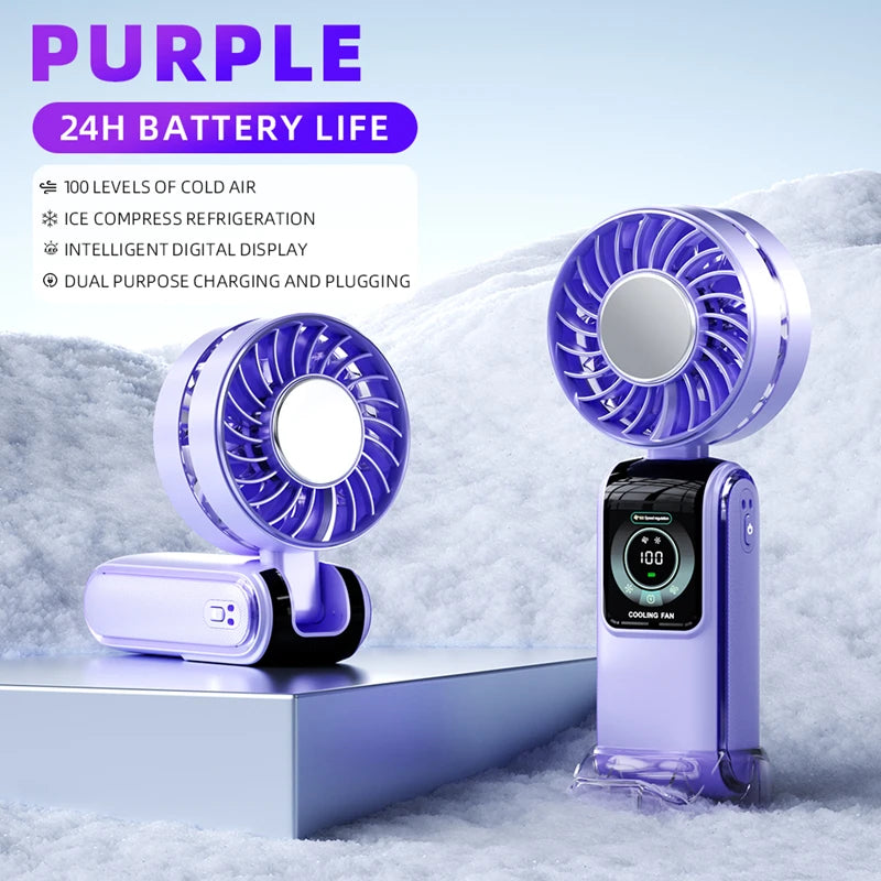 Ice Pack High-speed Fan Refrigeration Handheld Small Powerful Cooling Air Portable Usb Charging Outdoor Large Wind Fan