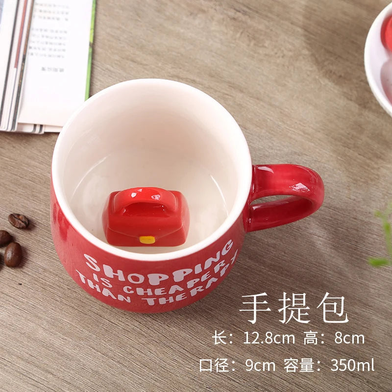 Cute Cartoon Coffee Figurine Mugs with Animal Inside, Ceramic 3D, Uincorn, Love Novelty Cup, Christmas Gift for Friends, Kids