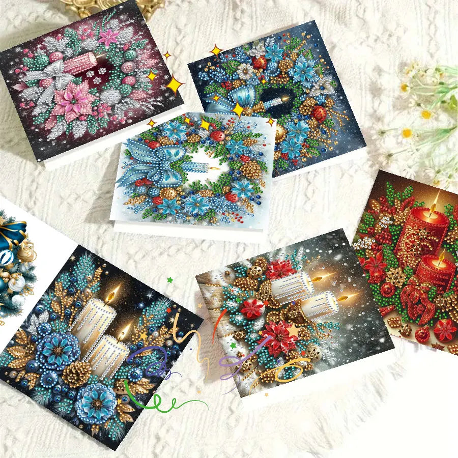 6pcs Diamond Painting Greeting Card Set - Christmas Gift, perfect for sending warm wishes to family and friends