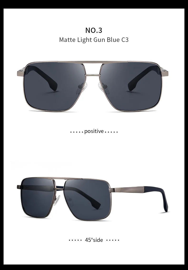 Men Sunglasses UV400 Polarized Sun Glasses Metal Square Eyeglasses Frame Driving Fishing Cycling Goggle Anti Glare Shade Eyewear