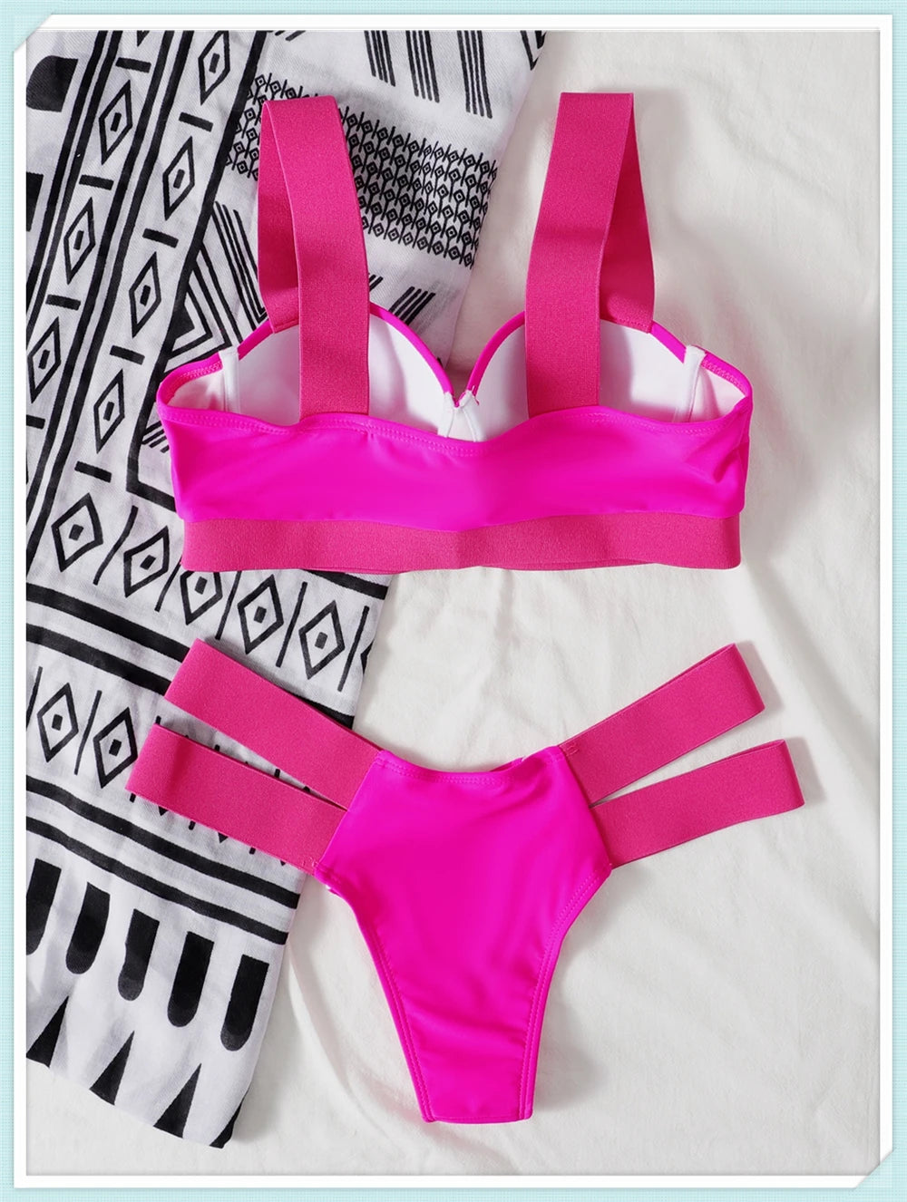 Solid Bandage Bikini Women Push Up Swimsuit Sexy Swimwear Female Brazilian Bathing Swimming Suit Bather Splicing Color Beachwear