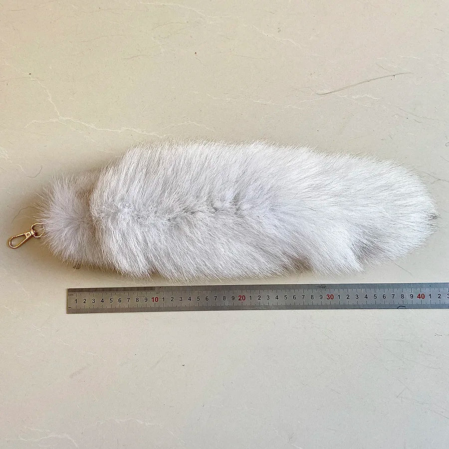 Naturally Fashion Fox Tail Keychain Wolf Tail Fur Tassel Bag Tag Black And Brown Charm Keyring Pom Pom Holder Strap Chain Gifts