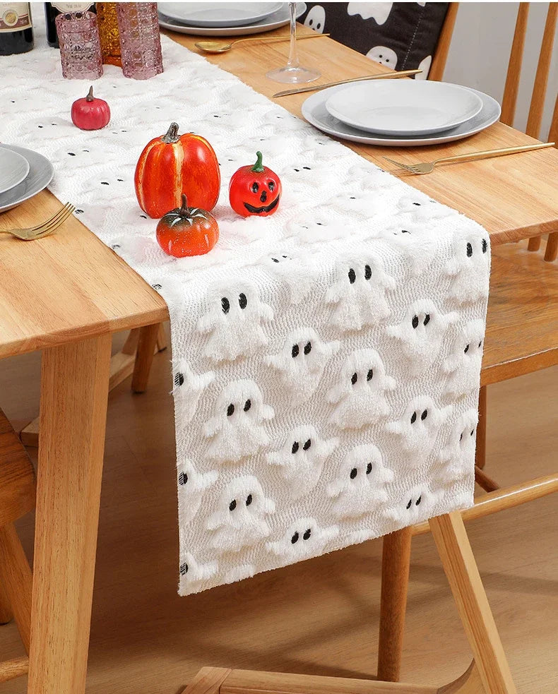 Halloween Ghost White Table Runner Fall Pumpkin Party Dining Decorations Christmas Dining Table Harvest Decor