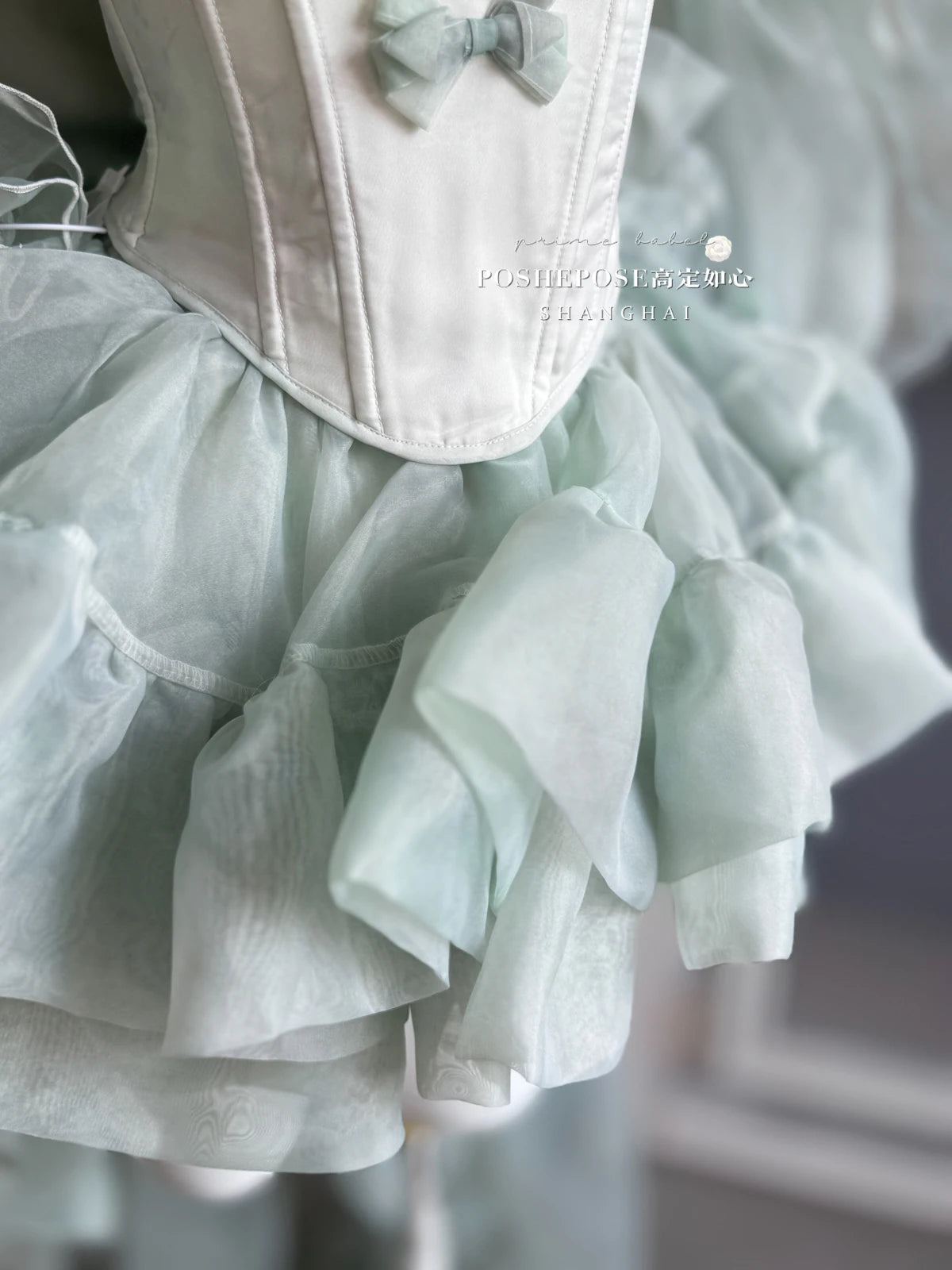 High Street Women's Mint Green Strapless Bowknot Sweet Fairy Organza Dress 2024 New Elegant Big Bow Trailing Party Wedding Dress
