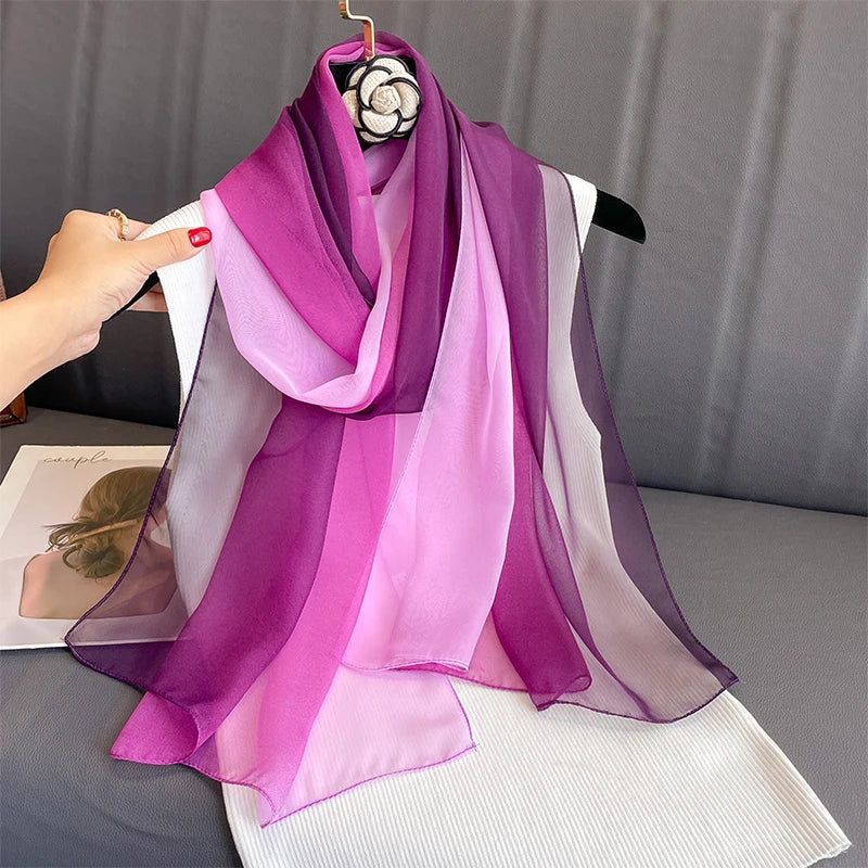 50*160CM Fashion Women Chiffon Gradient Scarf Shawl Luxury Elegant Lady Versatile Sun Protection Decorate Scarves Headscarf