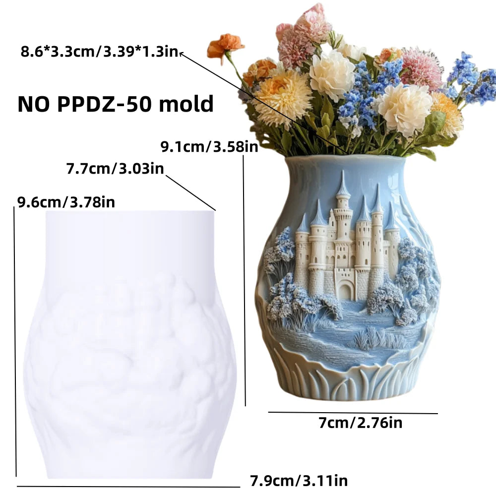 Windmill Town Succulent Plant Pot Silicone Mold  Windmill Town House Relief  Flower Pot Resin Mold Dream house storage box molds