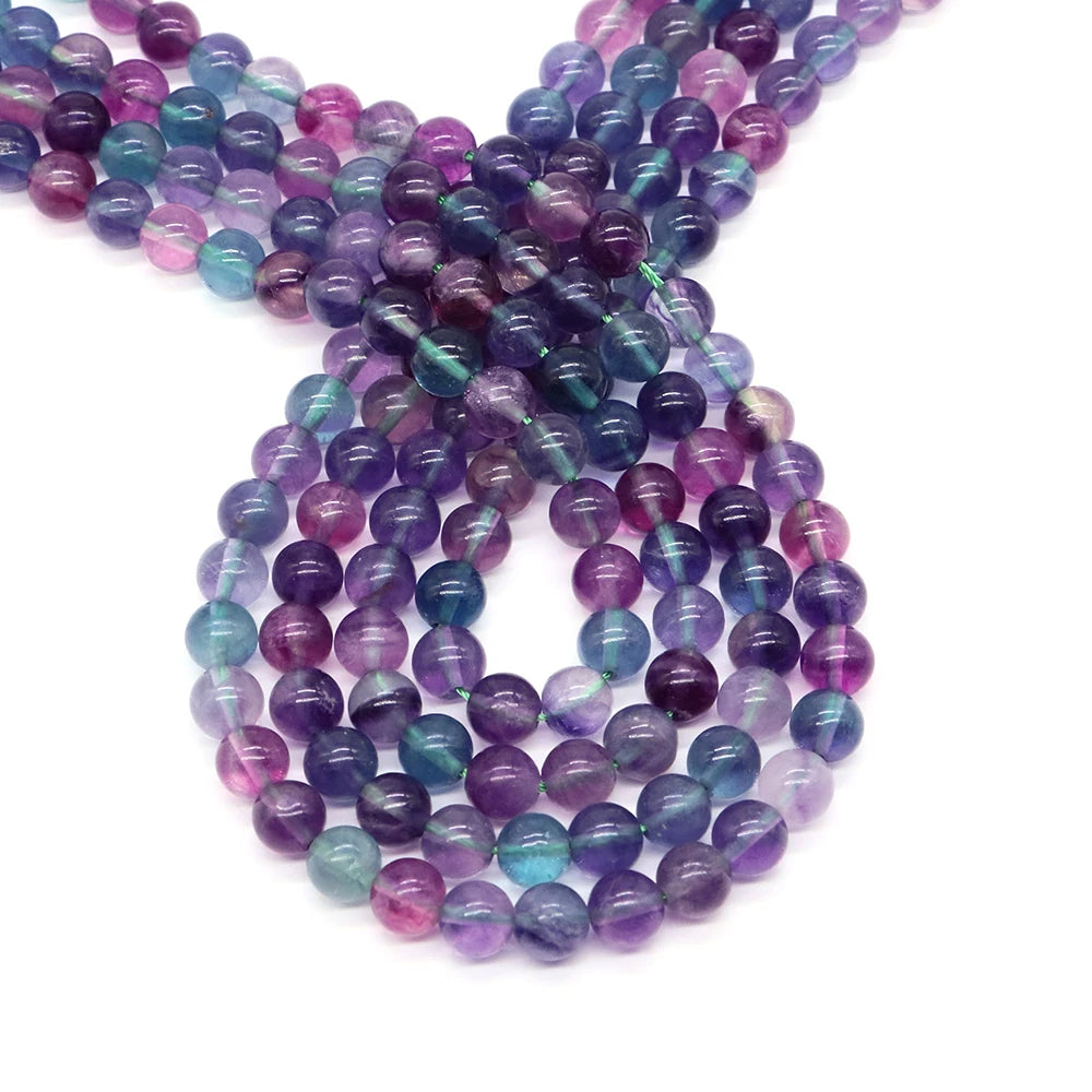 Natural Rainbow fluorite Spacer Loose Stone Beads Healing Crystals For Jewelry Making DIY Charms Bracelet Necklace Accessories