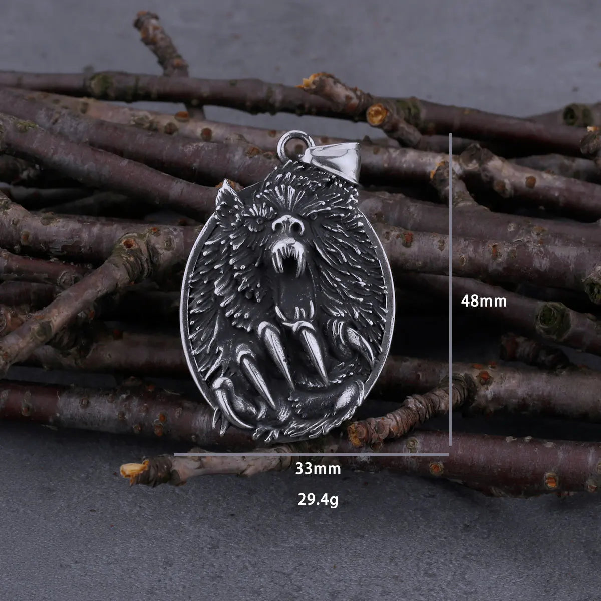 Men's Viking Wolf Head Stainless Steel Necklace Never Fade High Quality Steel Color Wolf Paw Hip Hop Pendant Amulet Jewelry Gift