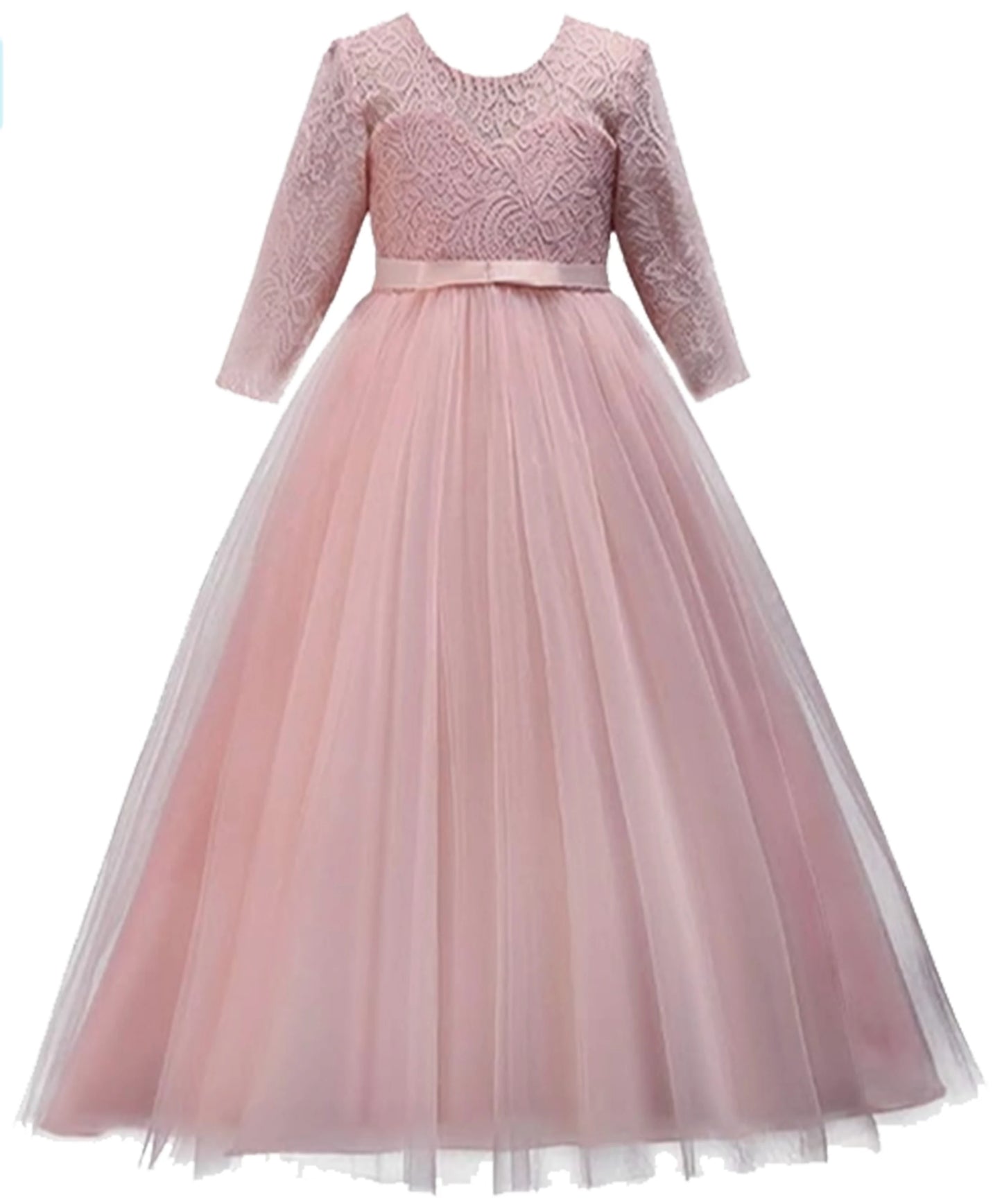 Little Big Girls Spring 3/4 Sleeves Lace Flower Girl Birthday Party Holiday Long Dress KLS1660
