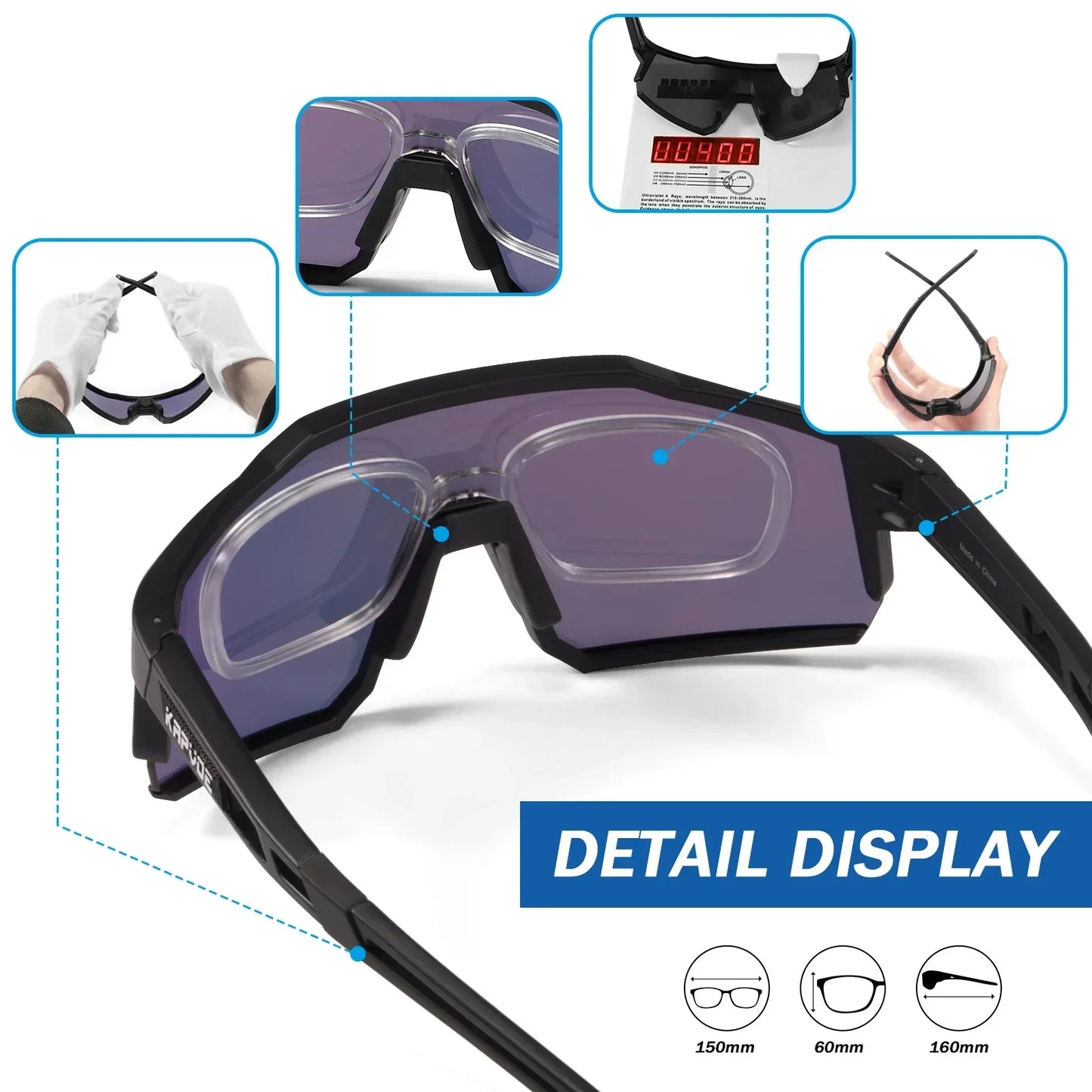 Kapvoe Outdoor Men Sunglasses UV400 Fishing Ski Goggles Road Bike Mask Goggles Women Anti-Fog Windproof Glasses Bicycle Eyewear