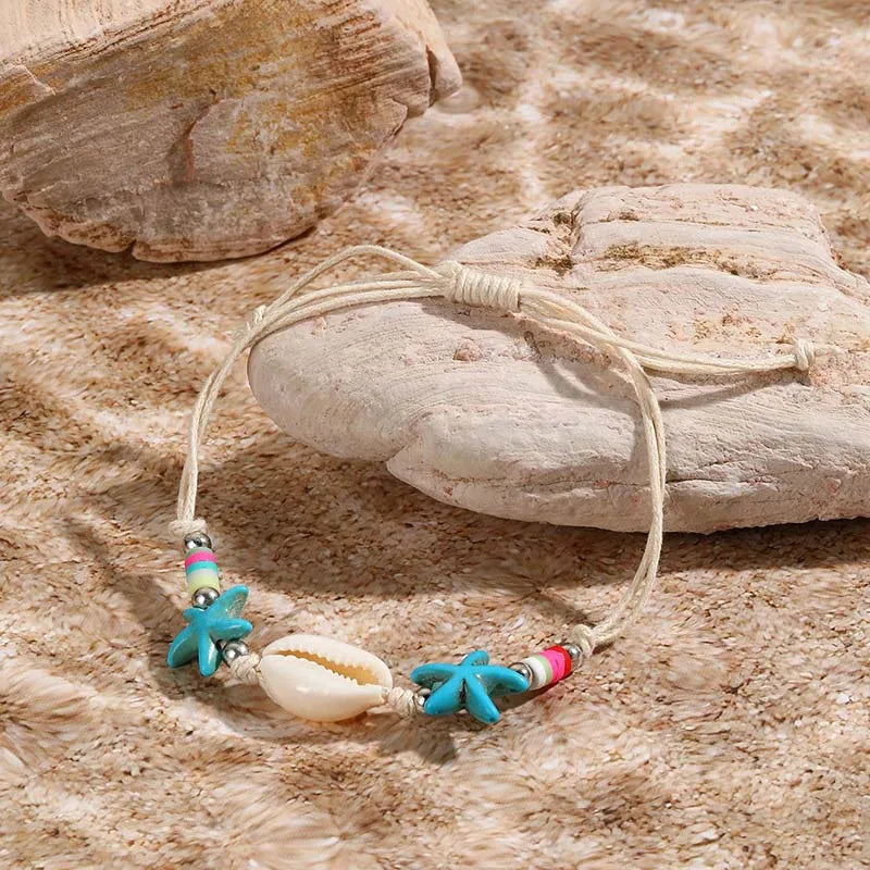 Bohemian Imitation Natural Shell Sea Turtle Starfish Pendant Bracelet For Women Fashion Beach Bracelets Birthday Jewelry Gifts