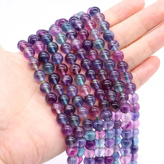 Natural Rainbow fluorite Spacer Loose Stone Beads Healing Crystals For Jewelry Making DIY Charms Bracelet Necklace Accessories
