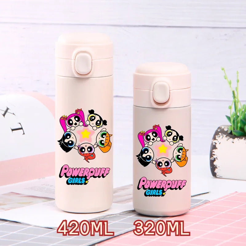 320ml/420ml The Powerpuff Girls Portable Large Capacity Sport Water Bottle Children Drinking Cup Thermal Stainless Steel