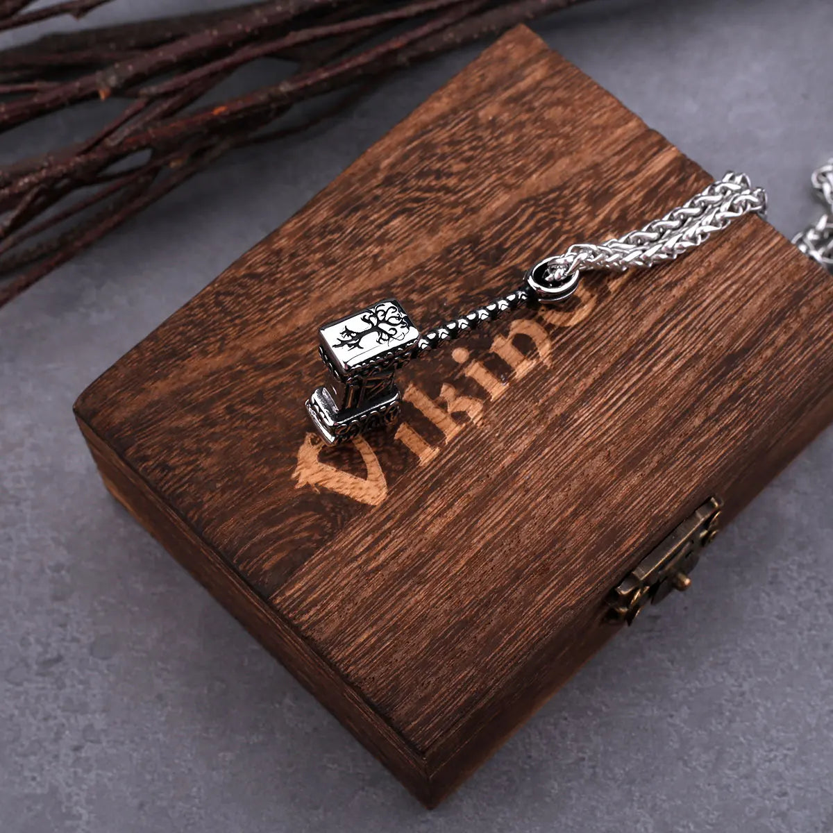 316L Stainless Steel Fashion Trend Nordic Thor Hammer Pendant Necklace Retro Celtic Pirate Men's Jewelry Gift