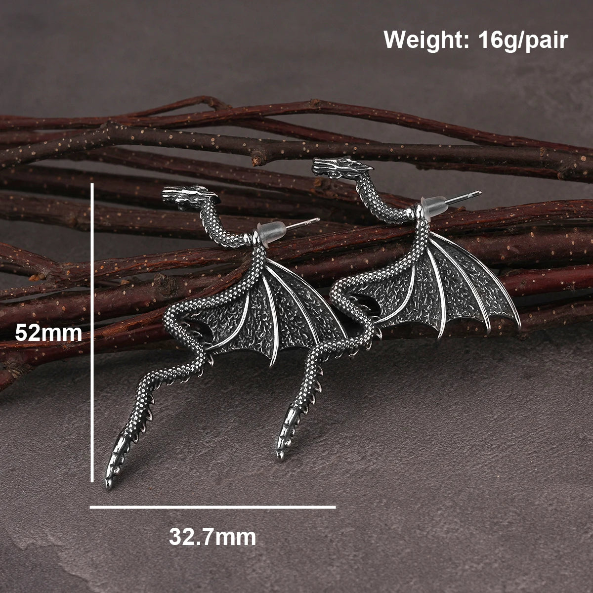 Vintage Viking Dragon Drop Earrings Men Women Fashion Stainless Steel Nordic Rune Amulet Jewelry Halloween Party Gift