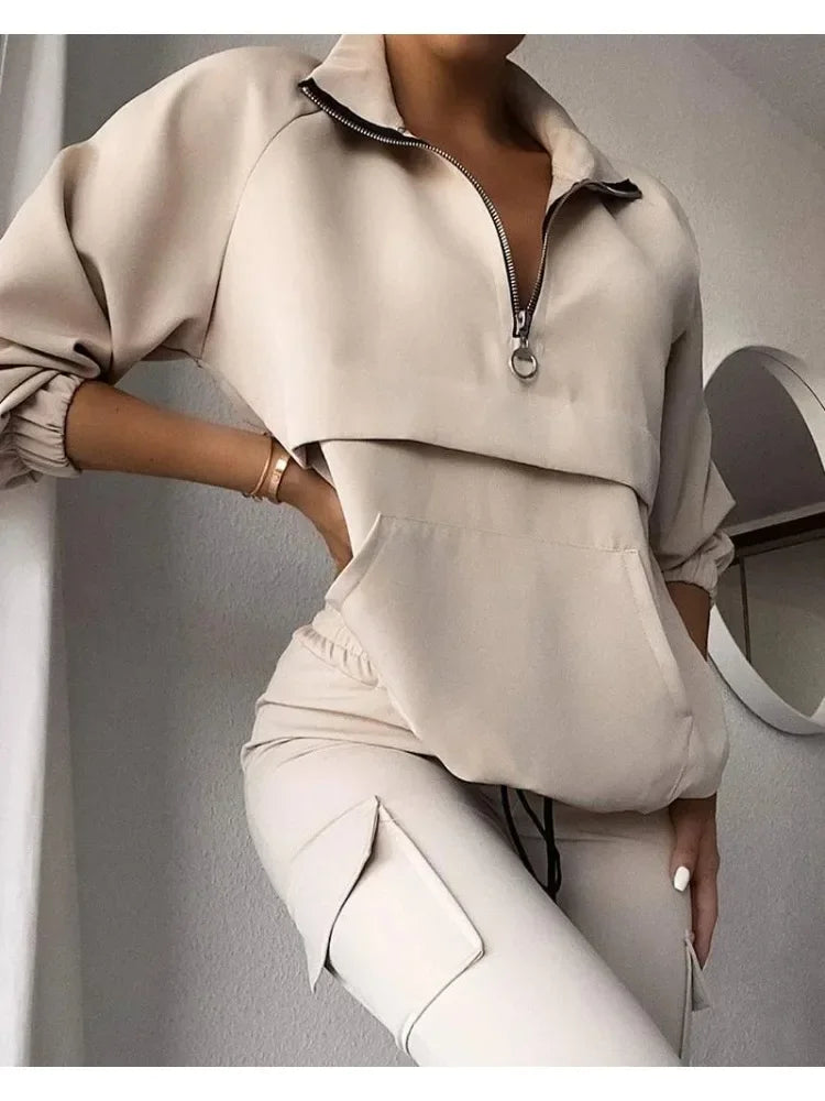 2025 Two Piece Set WomenTracksuit Festival Clothing Autumn Winter Top+Pant Sweat Suits Zipper 2 Piece Outfits Matching Sets