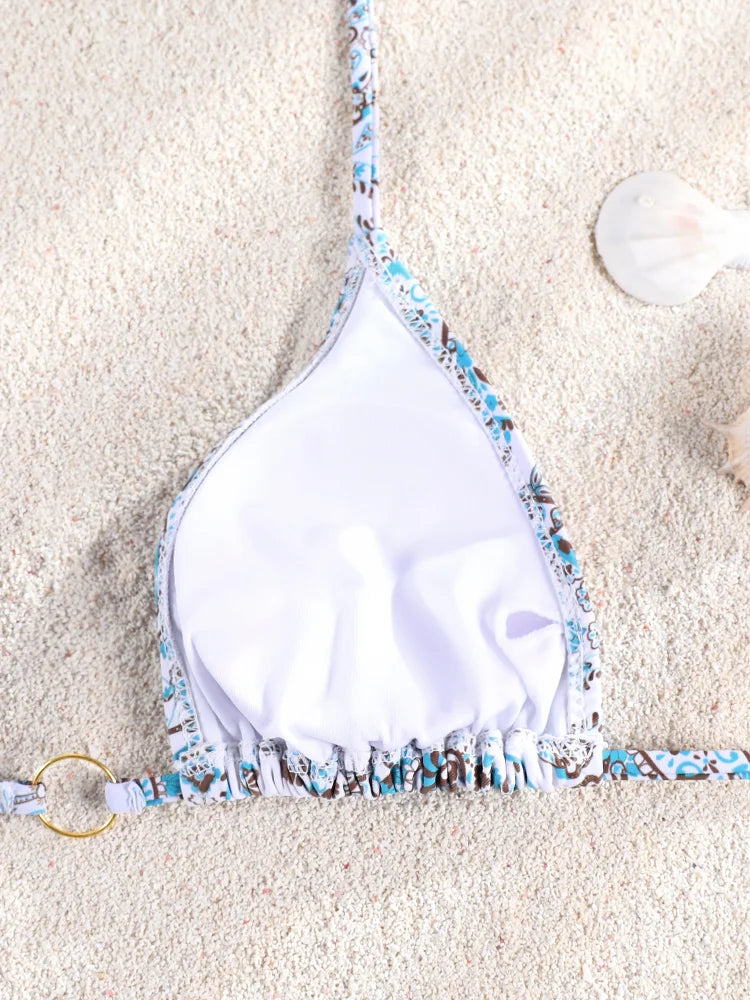 Miyouj Push Up Bikinis Print Swimwear Women Sexy Swimsuit Bandage Bikini Set 2024 Beachwear String Bathing Suits Micro Biquini