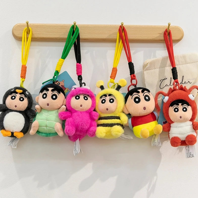 Penguin Crayon Shin-chan Plush Toy Keychain Girl Cute Bee Backpack Pendant Crayfish Doll Car Hanging Decoration Christmas Gift