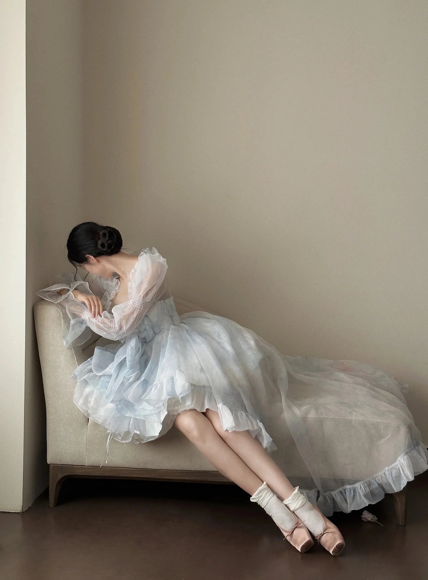 French Style Flower Wedding Dress Lolita Sweet Girl Women Fairy Tube Top Sling Dress with Long Cardigan Birthday Princess Dress