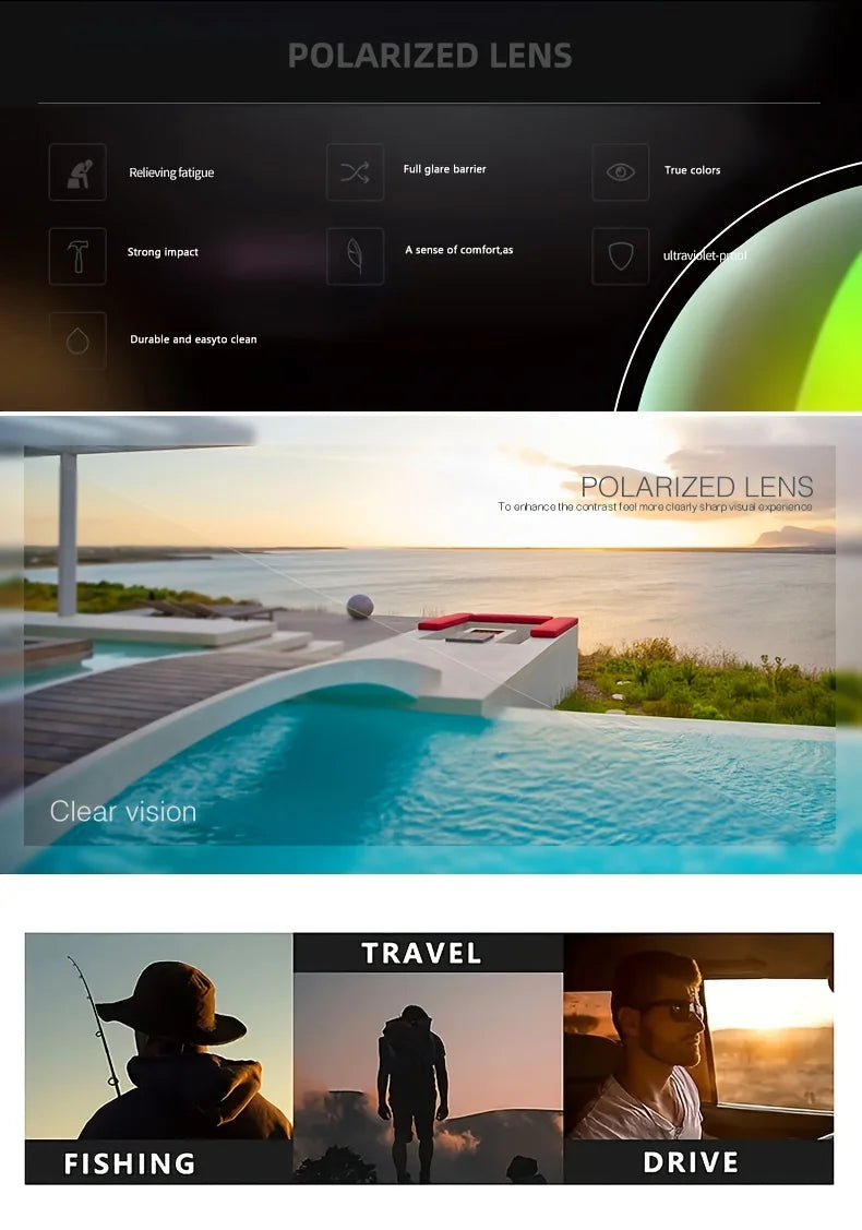 3Pcs Fantasy Gradient Mutipcolor Square Polarized Sunglasses AntiGlare UV400 Glasses Summer Party Driving Fishing Christmas Gift