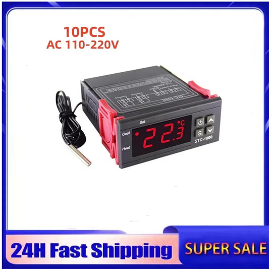 10PCS STC-1000 Digital Temperature Controller STC1000 Thermostat Thermoregulator incubator Relay Heating Cooling STC 1000 220V