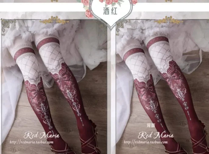 Japanese Style Lolita Socks Vintage Original Print Pantyhose Lady Girls Autumn Winter Tights Stocking Fashion Leggings
