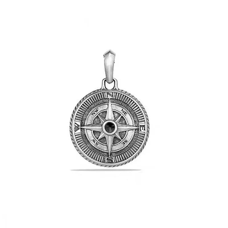 Fashion Simple Compass Necklaces For Men Retro Hip Hop Copper Disc Couple Pendant Sweater Chain Punk Jewelry Accessories Gift