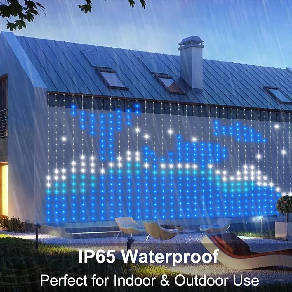 400LED Smart Curtain Lights WiFi APP Control DIY Pattern Music Sync IP65 Waterproof for Halloween Christmas Gift