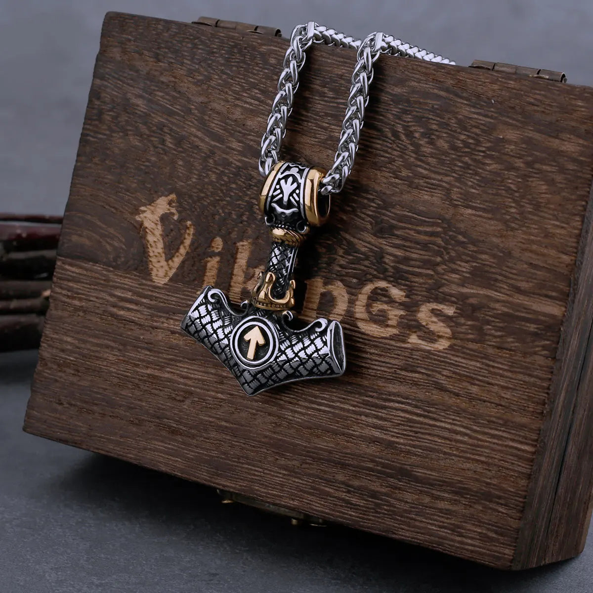 Stainless Steel Viking Thor's Hammer Odin Rune Necklace Men's Charm Hip Hop Biker  Amulet Pendant Vintage Jewelry Christmas Gift