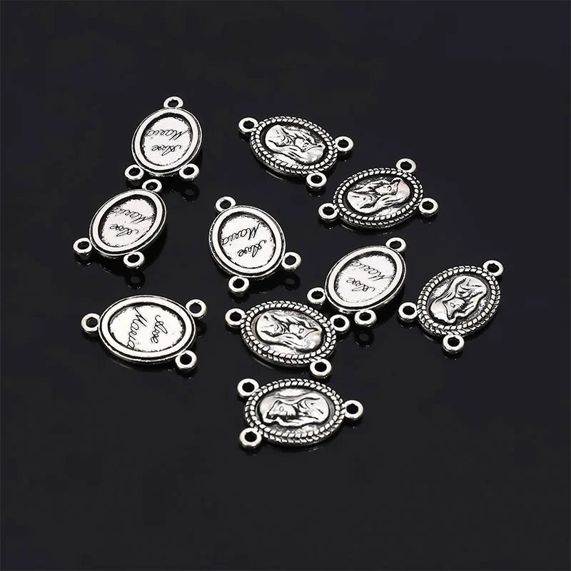 A variety of Christian retro little Virgin Mary connector Spirit Holy Jesus Father Anthony pendant cross bracelet connector 10