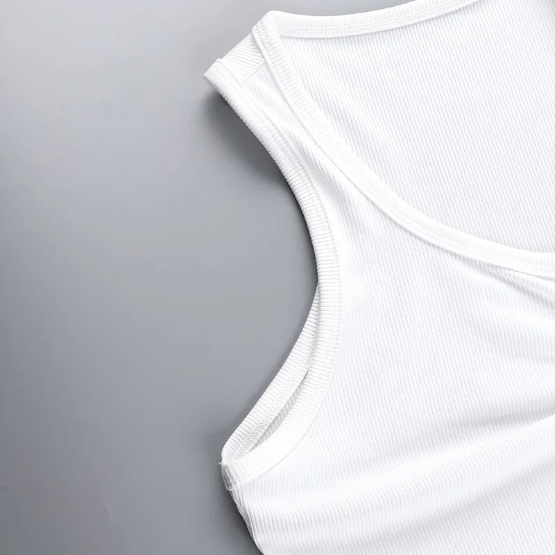 Sequined Tank Top Women Edgy Clothes Y2k Accessories Sleeveless Ropa De Mujer Solid Color Camison Verano Slim Fit Streetwear