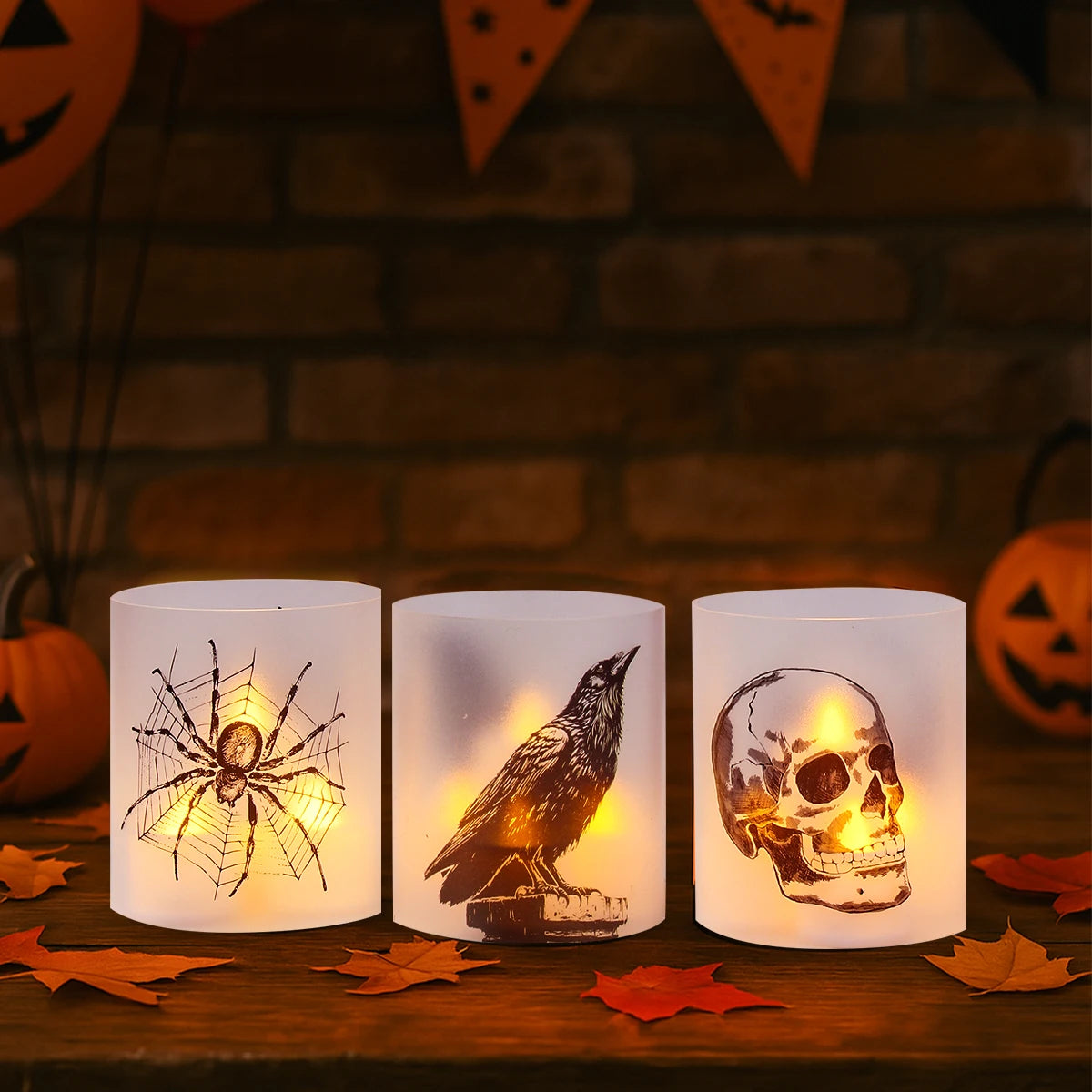 6pcs Halloween Pvc Lantern Ghost Pumpkin Bat Lampshade No Lights Halloween Party Home Table Decoration Haunted House Horror Prop