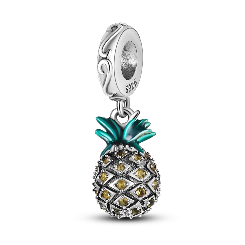 925 Sterling Silver Green Series Flower Tree Apple Pendant DIY Fine Beads Fit 4MM hole diamete Charms Bracelet Women Jewelry Diy
