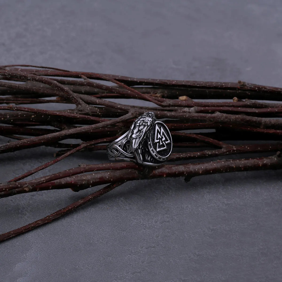 316L Stainless Steel Viking Ring Raven and Norse Rune Men's Valknut Amulet Hip Hop Vintage Biker Ring Jewelry Gift Dropshipping