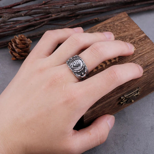 Titanium Steel Personality Domineering Trinity Bird Eagle Totem Men and Women Ring Retro Punk Stainless Steel Gift Jewelry Gift