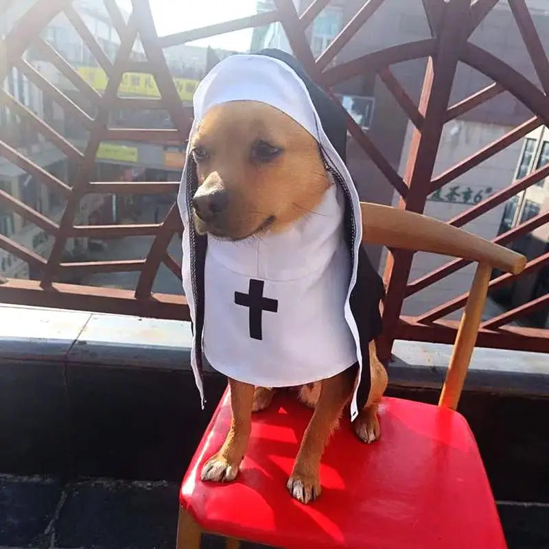 Nun Costume For Dog Halloween Dog Costume Funny Cosplay Nun Costume Sister Habit Pet Cloth Dress Up Pet Costume For Small Cats &